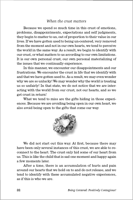 The Heart of the Matter page 88 from Being Centered by Roman Oleh Yaworsky, a Life Coach in a book. Image copyright 2007 by Roman Oleh Yaworsky. Editor Susana Sori